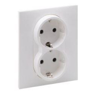 New Suno Tomada Dupla 2x2P T Schuko Branco 721126