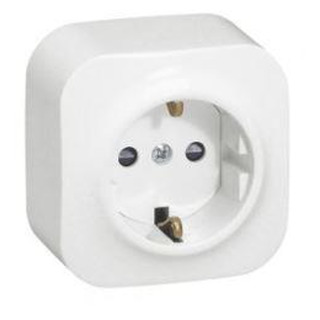 Tomada 2P T Schuko Saliente IP21 Forix Branco