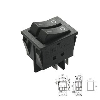 Interruptor Basculante 4Patilhas Duplo Preto 11.410.I/ N