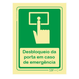 Placa Fotoluminescente Desbloqueio da Porta em caso de Emergência S10206F100240#